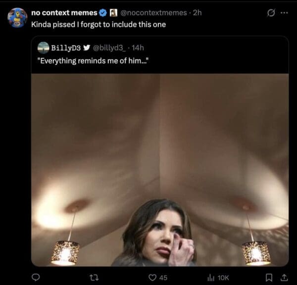 A funny Kristi Noem meme about her husband's cross dressing