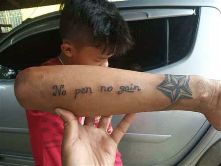 Bad tattoos no pen no gain