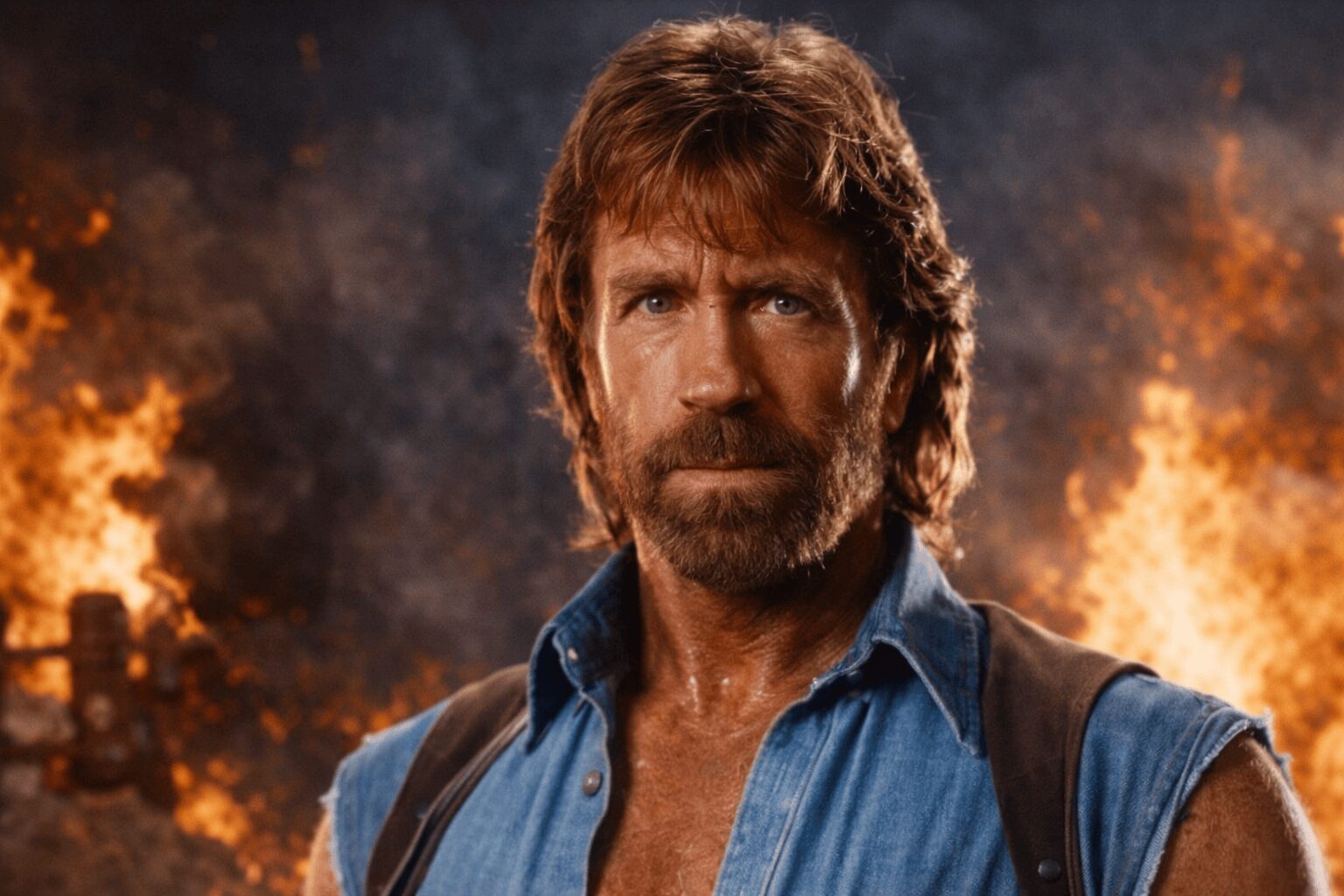 best Chuck Norris memes compilation: A collage featuring a massive boulder sliced in half by "Scissor," two handprints pressed into solid dry concrete, and the revelation that his "grizzly bear carpet" is actually a live bear too scared to move.
