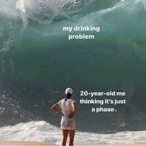 booze memes. my drinking problem 20-year-old me thinking it's just a phase.