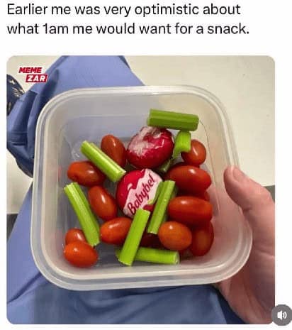 Earlier me was very optimistic about what 1am me would want for a snack.