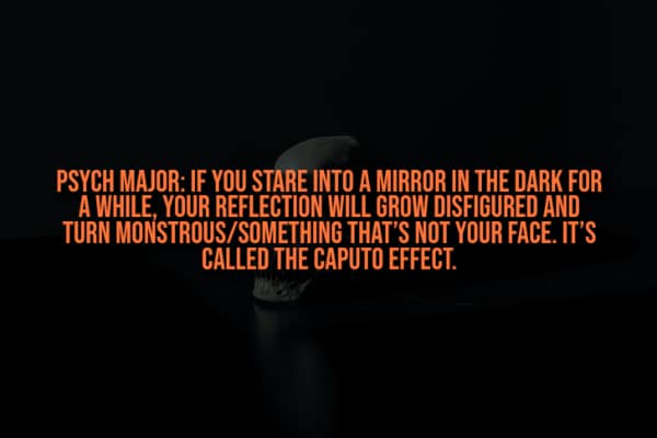 A creepy fact about the Caputo Effect where staring into a mirror in the dark causes monstrous hallucinations.