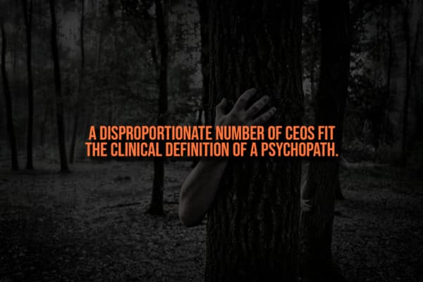 A creepy fact stating a disproportionate number of CEOs fit the clinical definition of a psychopath.