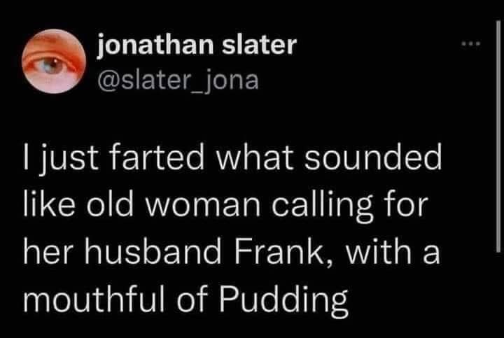 Funny text post describing a specific, oddly detailed sound of a person flatulating.