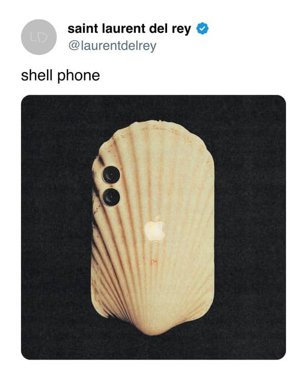 An iPhone case featuring a realistic, ridged cream seashell texture with an Apple logo.